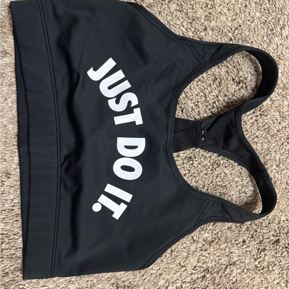 Black Sports Bra with White Text